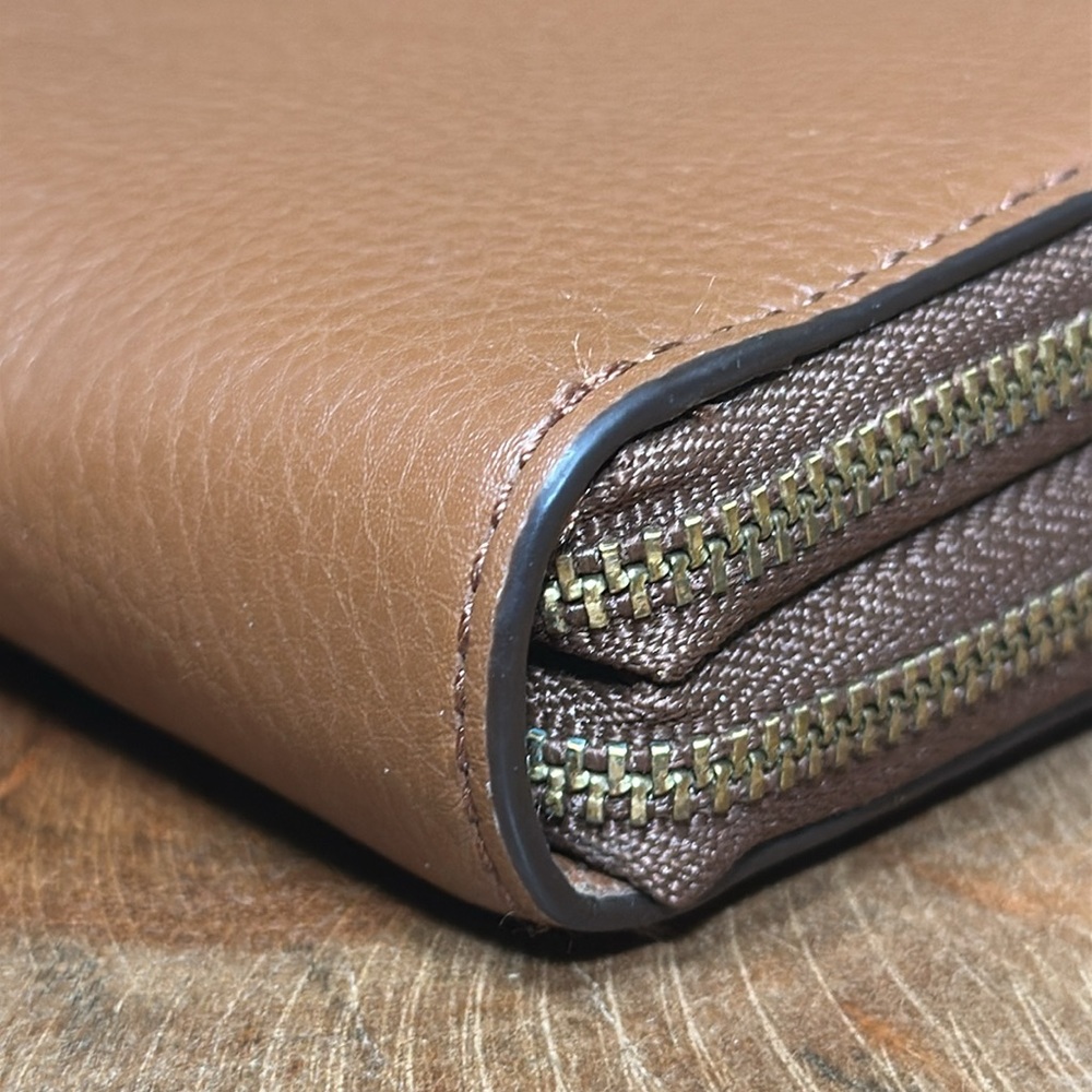 COACH Double Zip Accordion Pebble Leather Wallet - Picture 9 of 16